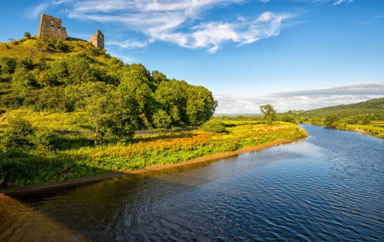 sky, Rivers, United, Kingdom, Dryslwyn, Castle, Carmarthen, Nature HD Wallpaper Desktop Background
