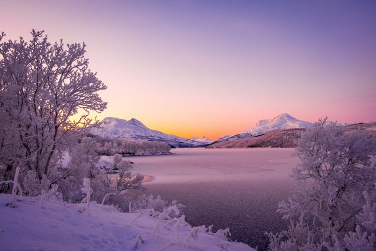 norway, Lake, Winter, Mountains, Snow, Nature HD Wallpaper Desktop Background