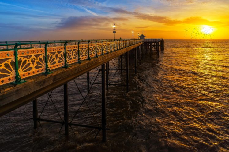 marinas, Sea, Sunrises, And, Sunsets, United, Kingdom, Sun, Penarth, Pier, Vale, Of, Glamorgan, Nature HD Wallpaper Desktop Background