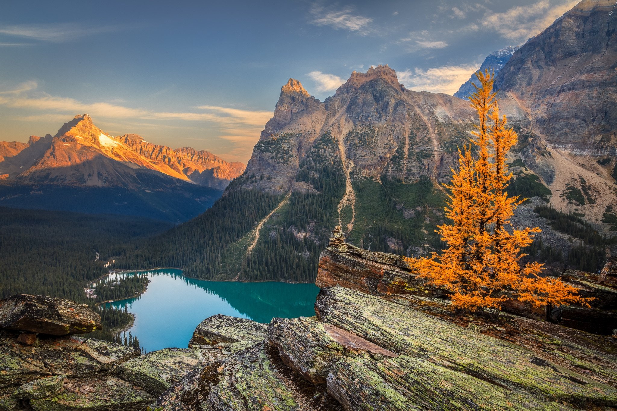 mountains, Scenery, Autumn, Lake, Canada, Parks, Crag, Yoho, Lake, Oand039hara, Nature Wallpaper