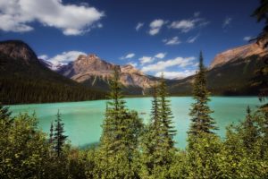 mountains, Scenery, Lake, Parks, Canada, Sky, Trees, Emerald, Lake, Yoho, Nature