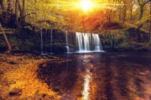 waterfalls, Autumn, Forests, Sunrises, And, Sunsets, Nature