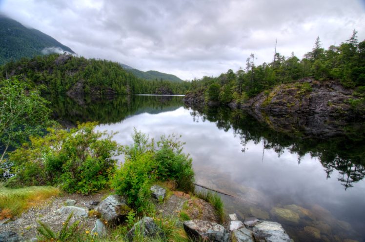canada, Lake, Stones, Vancouver, Shrubs, Kennedy, Lake, Nature HD Wallpaper Desktop Background