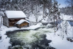 rivers, Finland, Houses, Winter, Snow, Nature