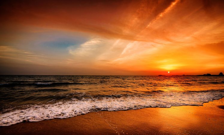 sunrises, And, Sunsets, Sea, Horizon, Nature HD Wallpaper Desktop Background