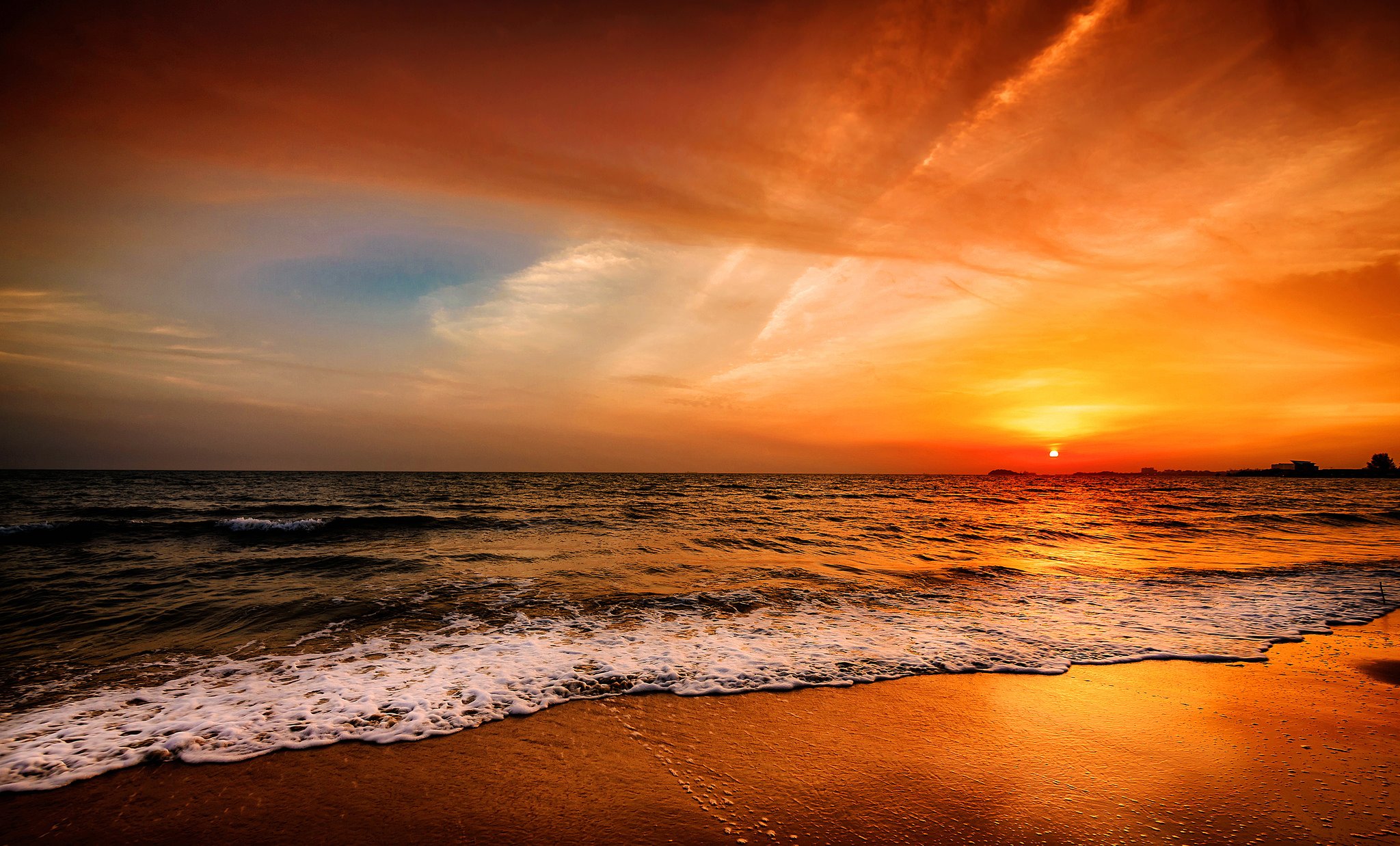 sunrises, And, Sunsets, Sea, Horizon, Nature Wallpaper