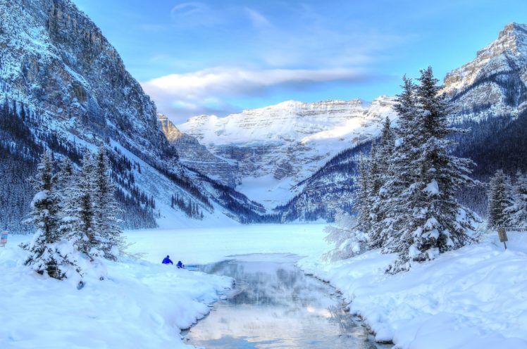 winter, Canada, Mountains, Lake, Parks, Scenery, Snow, Banff, Louise, Yoho, Nature HD Wallpaper Desktop Background