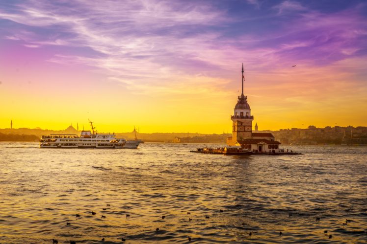 turkey, Sea, Sunrises, And, Sunsets, Sky, Maidenand039s, Tower, Istanbul, Nature, Cities HD Wallpaper Desktop Background