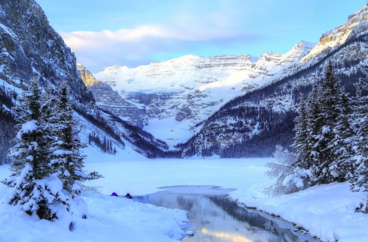 winter, Mountains, Canada, Lake, Parks, Scenery, Snow, Banff, Louise, Yoho, Nature HD Wallpaper Desktop Background