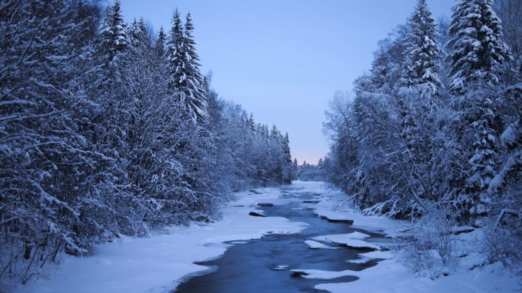 finland, Rivers, Winter, Forests, Snow, Trees, Nature HD Wallpaper Desktop Background