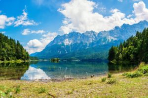 scenery, Lake, Mountains, Forests, Clouds, Nature