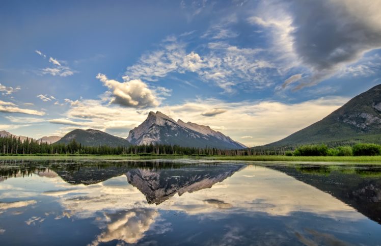 canada, Parks, Scenery, Mountains, Lake, Sky, Banff, Vermilion, Lakes, Nature HD Wallpaper Desktop Background
