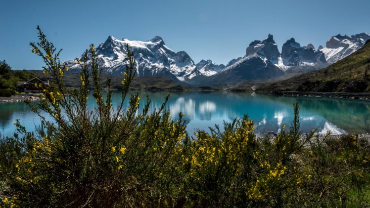 chile, Mountains, Lake, Shrubs, Nature HD Wallpaper Desktop Background