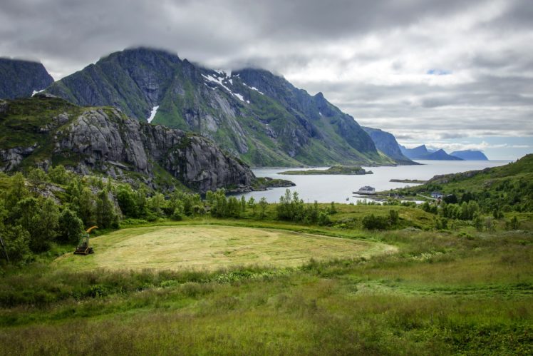 norway, Scenery, Mountains, Lake, Grass, Lofoten, Islands, Nature HD Wallpaper Desktop Background