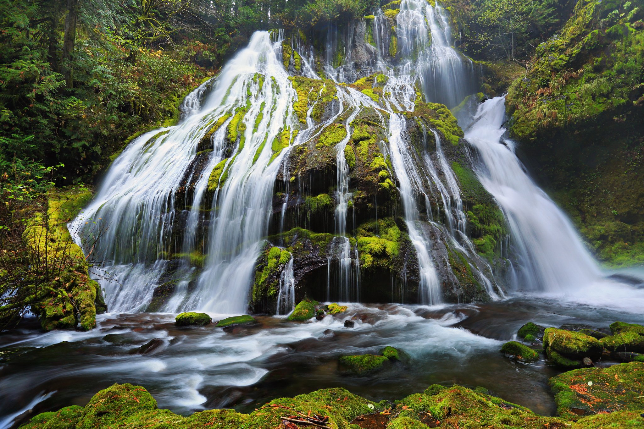 waterfalls, Moss, Panther, Creek, Falls, Columbia, River, Gorge, Oregon, Nature Wallpaper