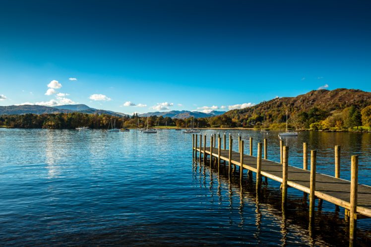 england, Lake, Marinas, Scenery, Sky, Ambleside, Lake, Jetty, Nature HD Wallpaper Desktop Background