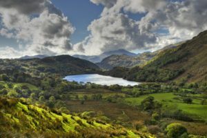scenery, Mountains, Lake, Grasslands, Clouds, Nant, Gwynant, Wales, Nature
