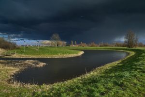 netherlands, Rivers, Grass, Thundercloud, Heemskerk, Nature