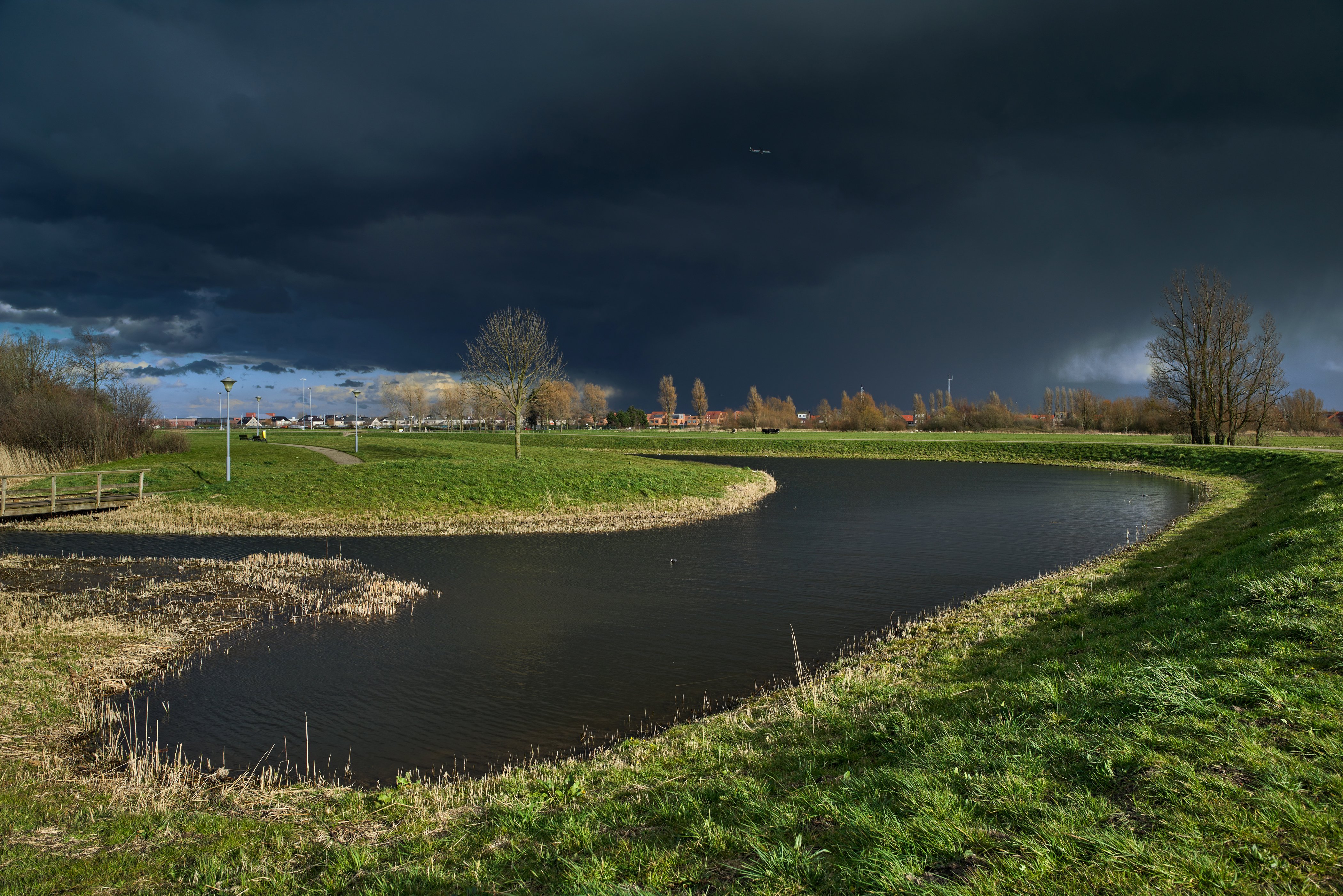 netherlands, Rivers, Grass, Thundercloud, Heemskerk, Nature Wallpaper