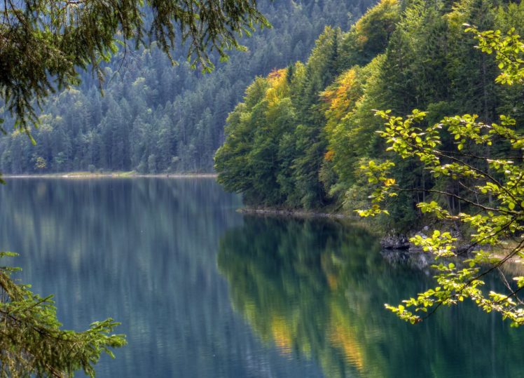 germany, Bavaria, Lake, Eibsee, Nature HD Wallpaper Desktop Background