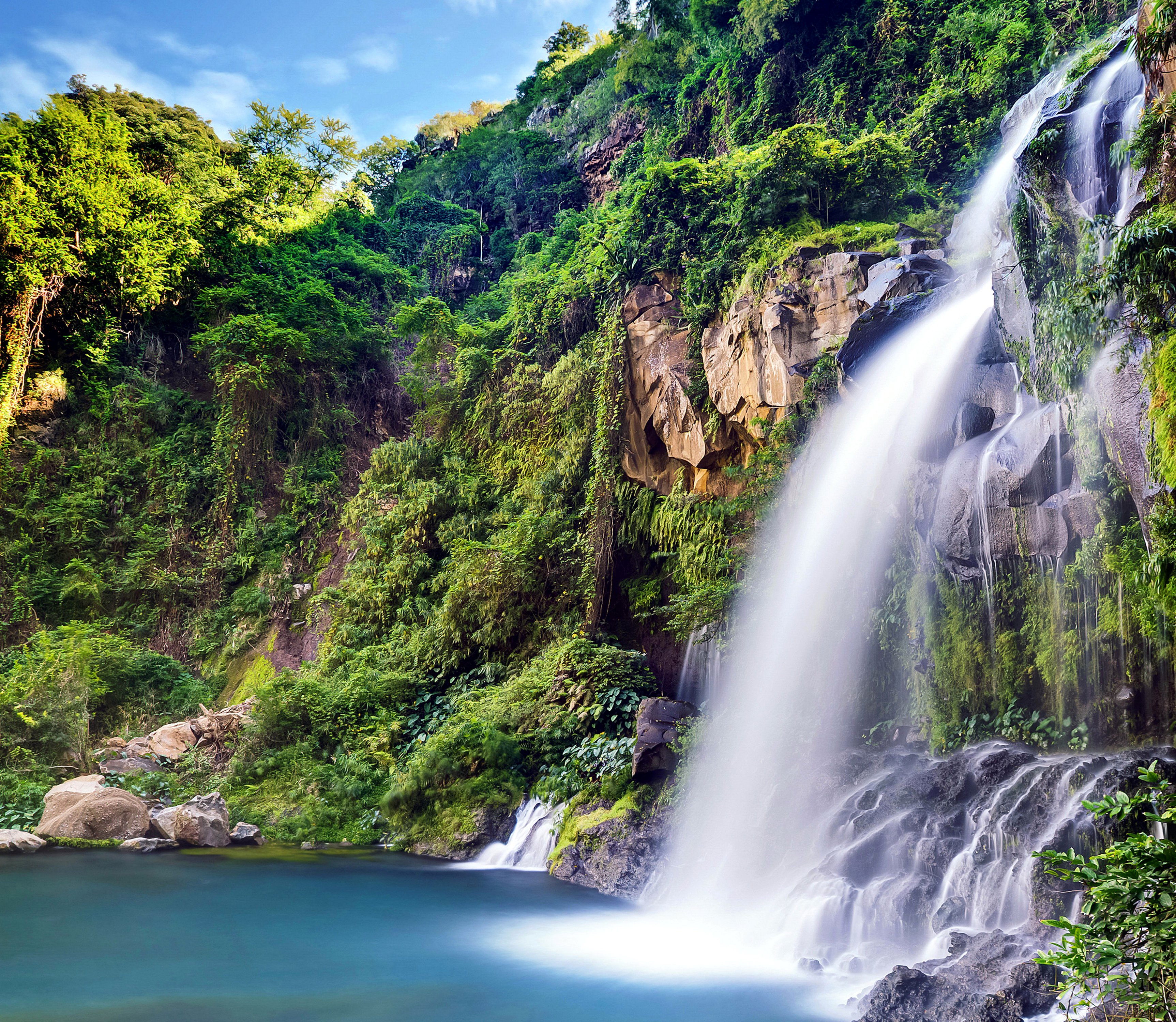 waterfalls, Crag, Nature Wallpaper