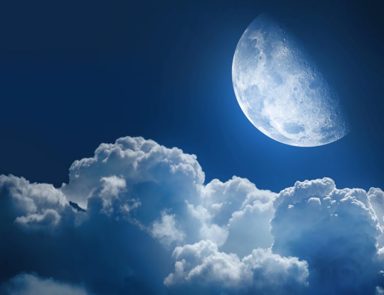 sky, Moon, Clouds, Nature HD Wallpaper Desktop Background