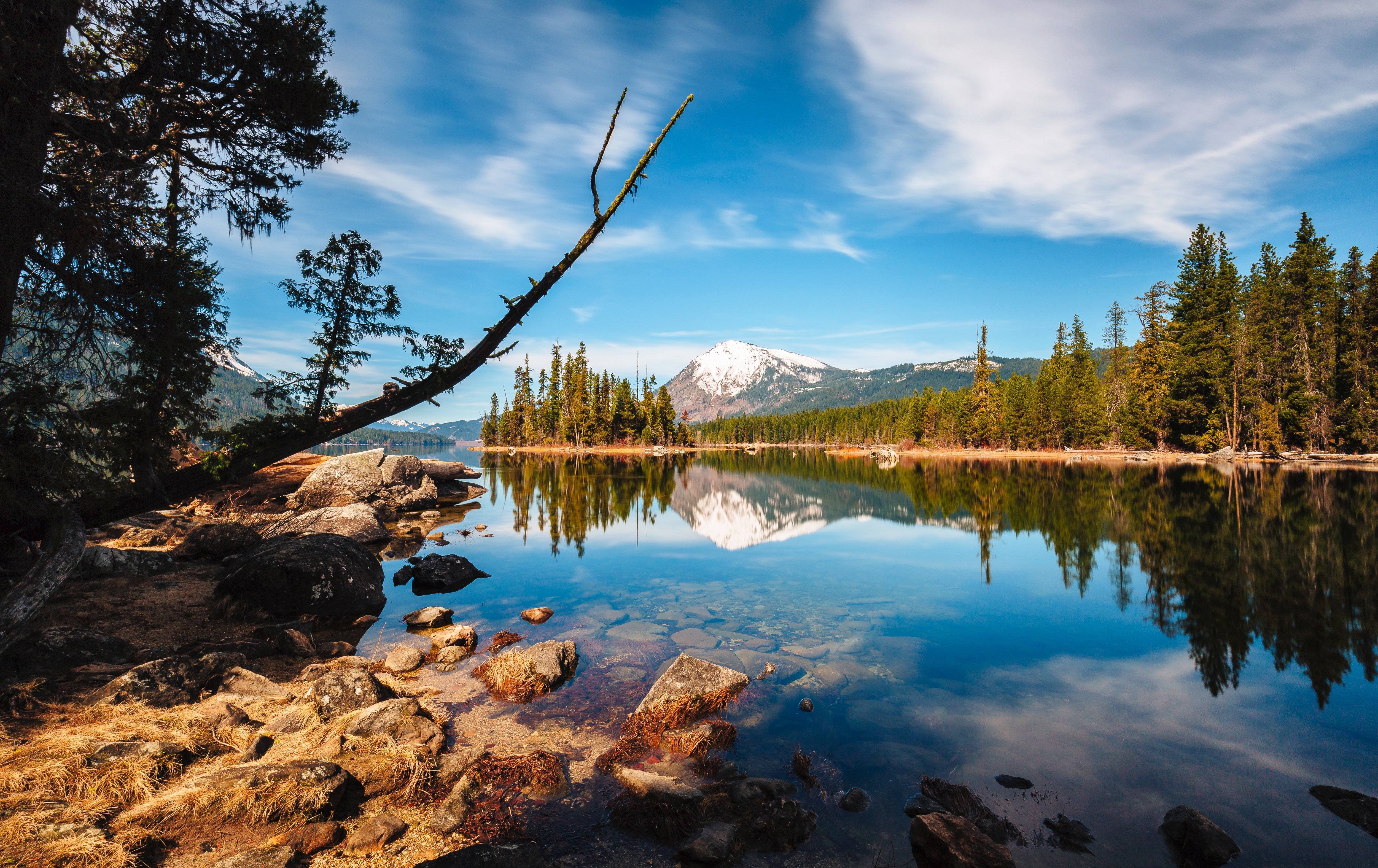 scenery, Usa, Lake, Stones, Sky, Forests, Washington, Lake, Wenatchee, Nature Wallpaper