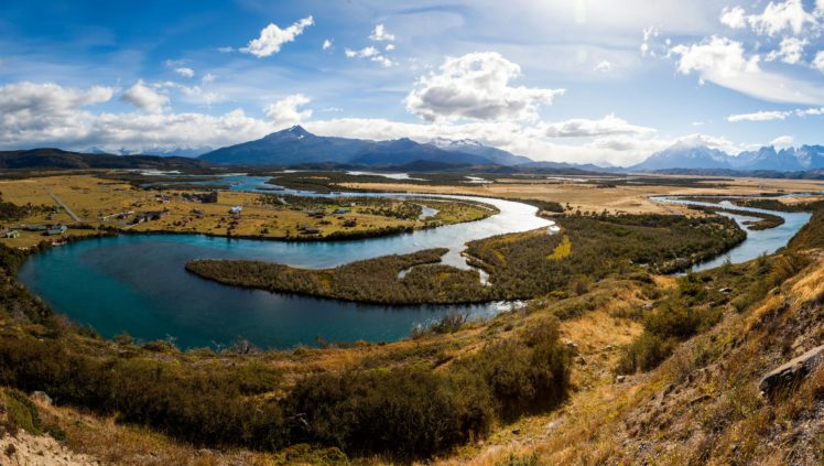 chile, Scenery, Rivers, Sky, Clouds, Serrano, River, Patagonia, Nature HD Wallpaper Desktop Background