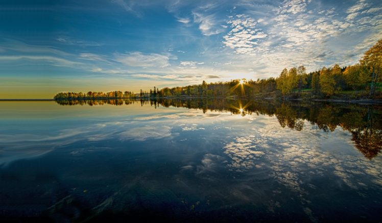 norway, Sunrises, And, Sunsets, Sky, Coast, Lake, Maridalsvannet, Lake, Maridalen, Nature HD Wallpaper Desktop Background