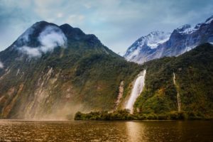 new, Zealand, Mountains, Waterfalls, Lady, Bowen, Falls, Bowen, River, Milford, Sound, Nature