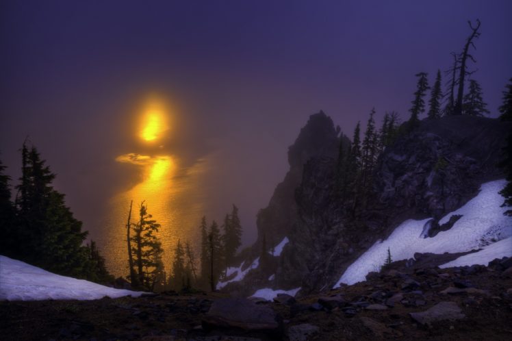 usa, Sunrises, And, Sunsets, Lake, Crater, Lake, Crater, Lake, National, Park, Oregon, Nature HD Wallpaper Desktop Background