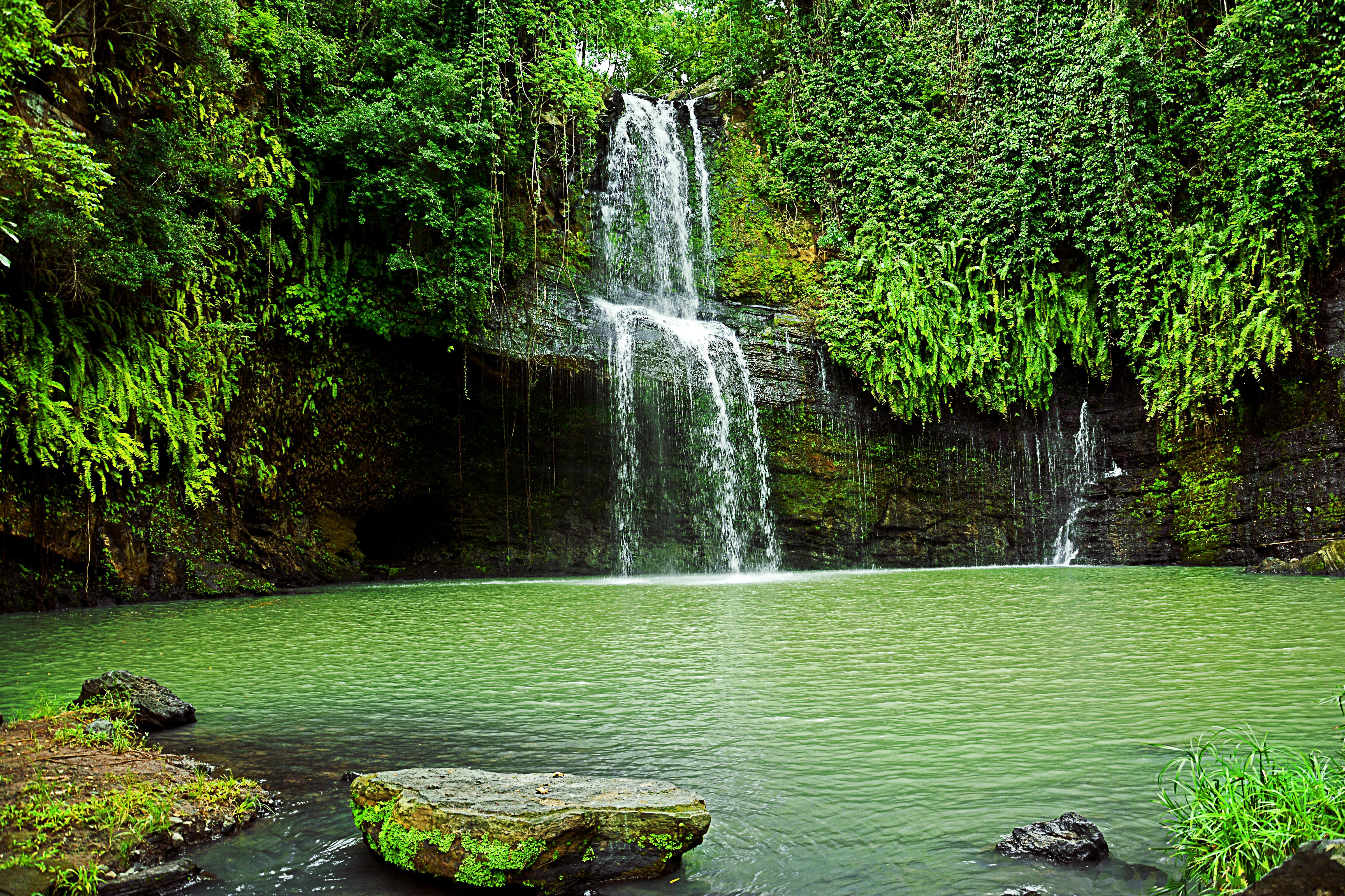 waterfalls, Crag, Nature Wallpaper