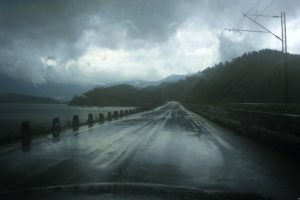 rain, Roads, Water, Drops, Roadside, Monument