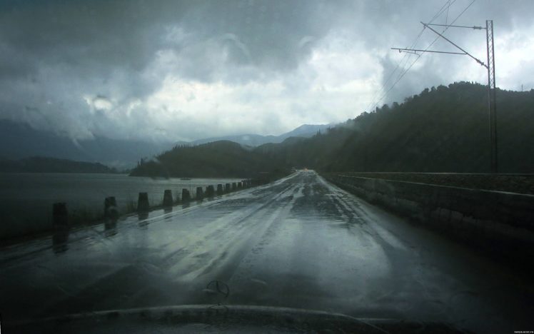 rain, Roads, Water, Drops, Roadside, Monument HD Wallpaper Desktop Background