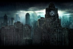 rain, Overcast, City, Skyline, Apocalyptic, Cities, Clocktowers