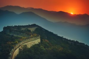 china, The, Great, Wall, Of, China, Sunrises, And, Sunsets, Nature