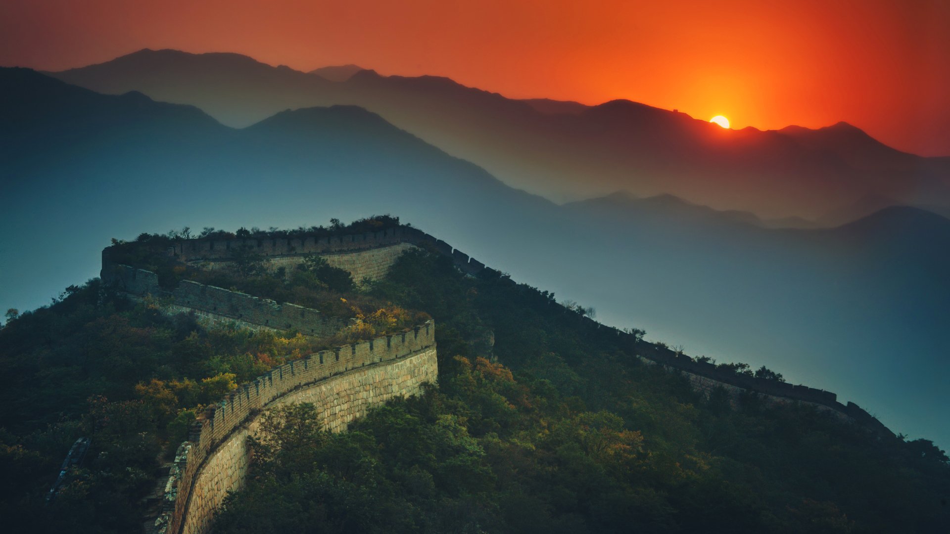 china, The, Great, Wall, Of, China, Sunrises, And, Sunsets, Nature Wallpaper