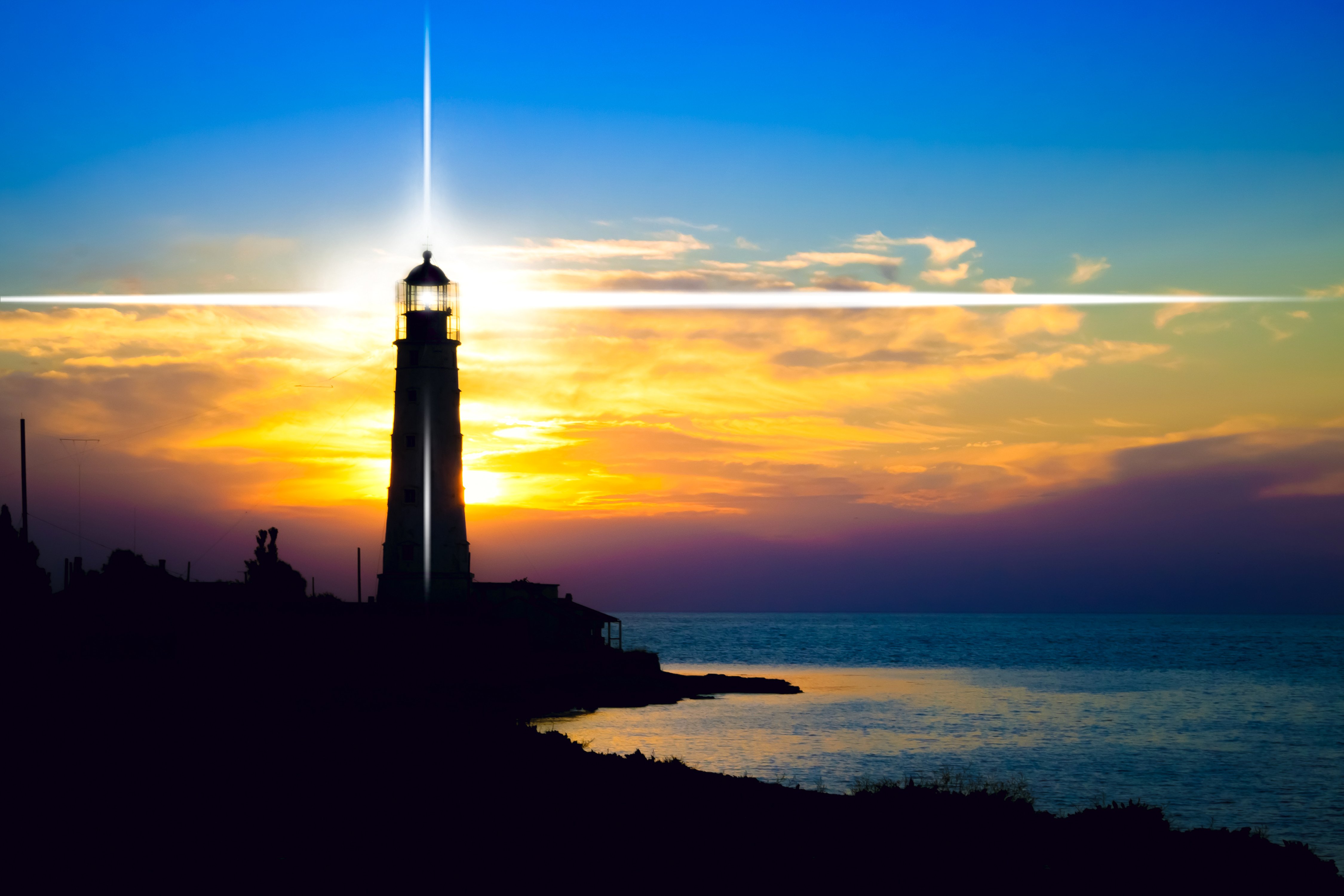 lighthouses, Sky, Sunrises, And, Sunsets, Sea, Nature Wallpaper