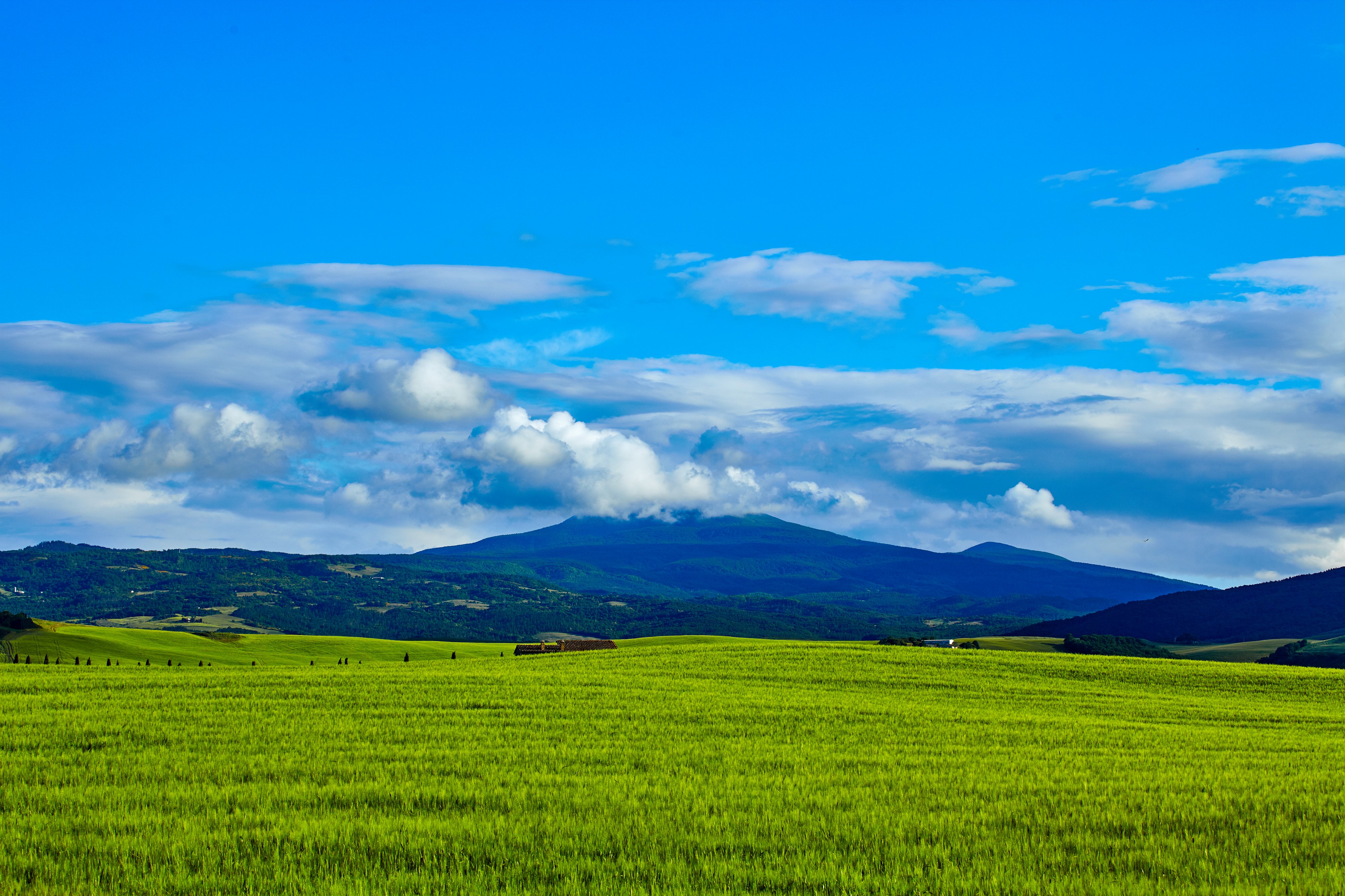 italy, Fields, Sky, Tuscany, Hills, Nature Wallpaper