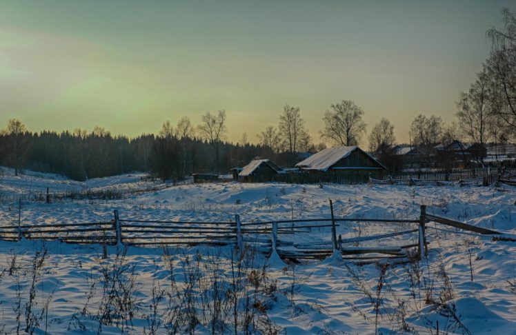 winter, Russia, Village, Snow, Nature HD Wallpaper Desktop Background