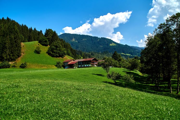 germany, Scenery, Houses, Mountains, Grasslands, Sky, Trees, Obernau, Nature HD Wallpaper Desktop Background