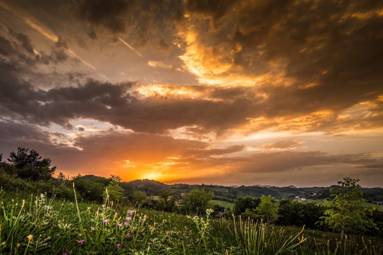 scenery, Croatia, Fields, Sunrises, And, Sunsets, Sky, Clouds HD Wallpaper Desktop Background