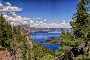 usa, Parks, Lake, Mountains, Sky, Scenery, Fir, Clouds, Crater, Lake, National, Park, Nature