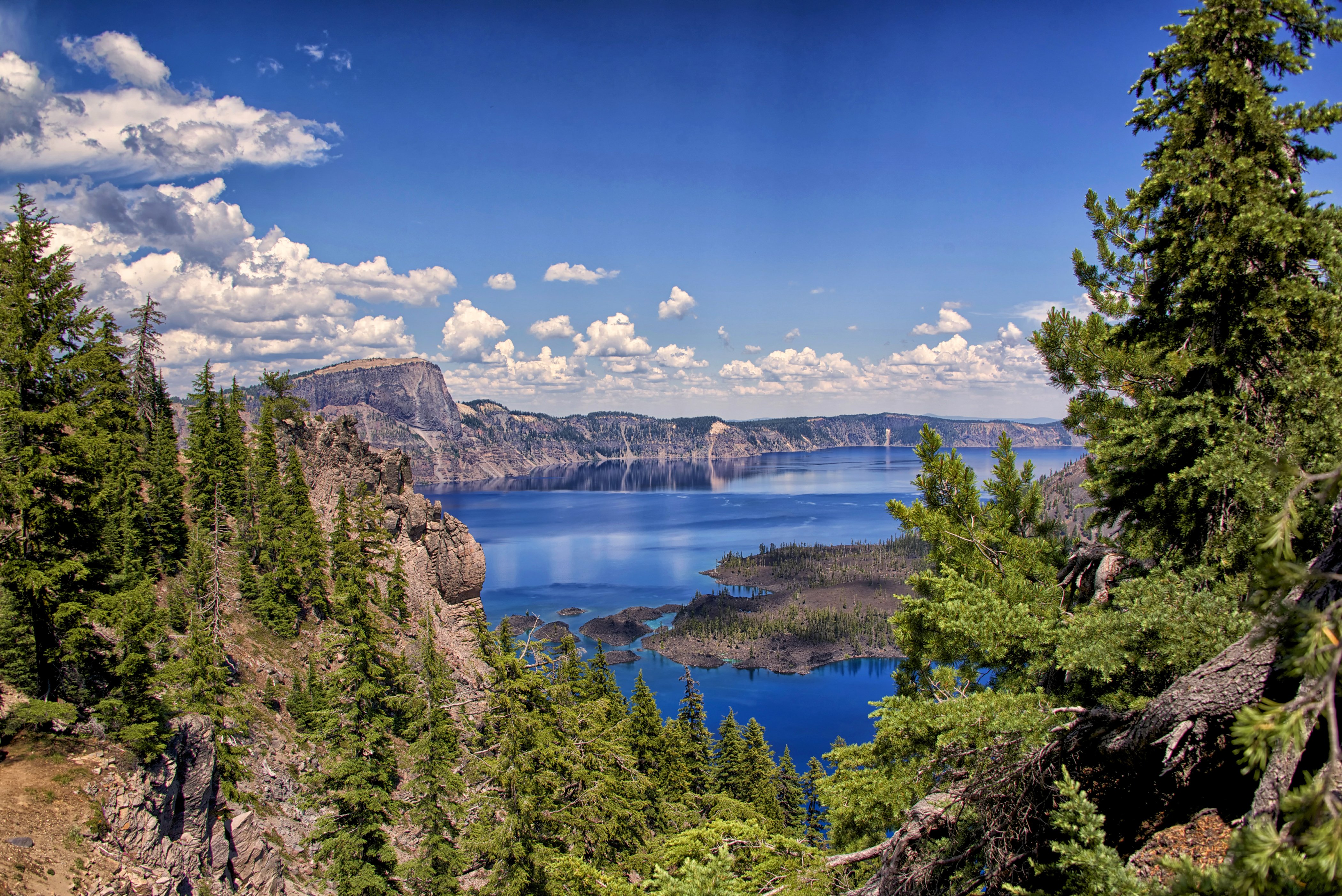 usa, Parks, Lake, Mountains, Sky, Scenery, Fir, Clouds, Crater, Lake, National, Park, Nature Wallpaper