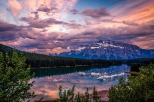 mountain, Lake, Reflection, Sunset