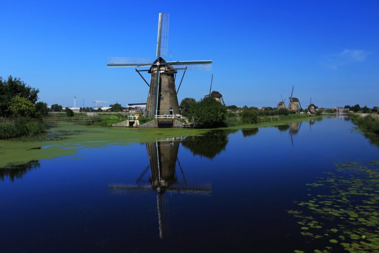 sky, Canal, Water, Windmill HD Wallpaper Desktop Background