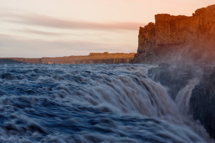 sky, River, Waterfall, Rocks, Mountains HD Wallpaper Desktop Background