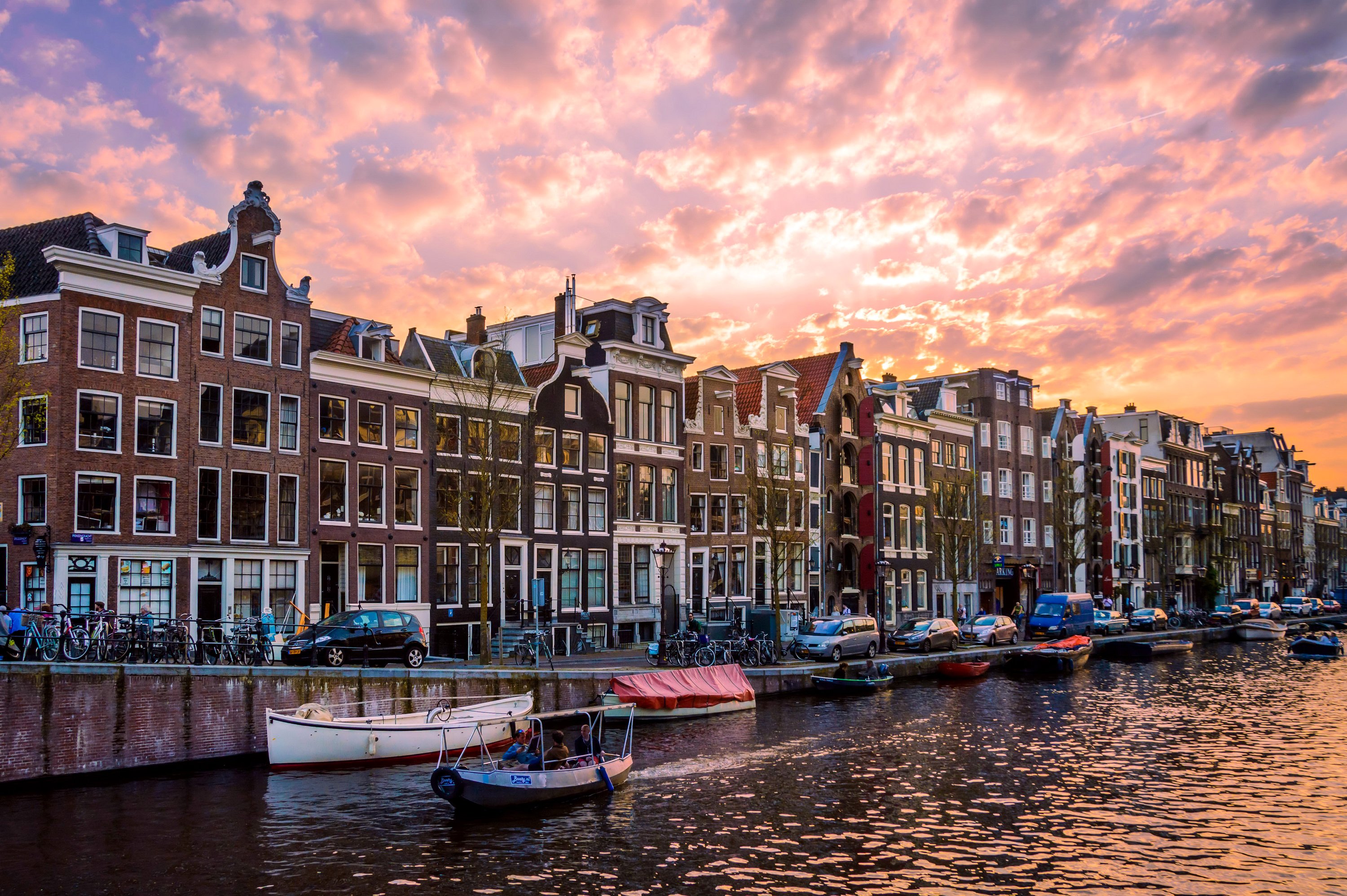 msterdam, Netherlands, Houses, Rivers, Bridges, Marinas, Night, Cities Wallpaper