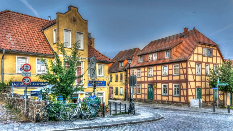 ermany, Houses, Night, Street, Lights, Street, Chemnitz, Cities HD Wallpaper Desktop Background