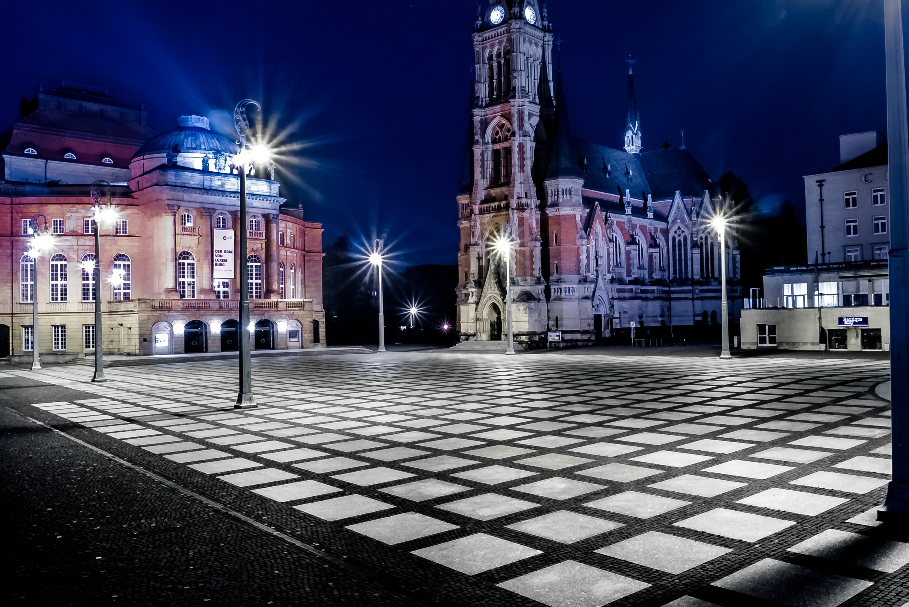 ermany, Houses, Night, Street, Lights, Street, Chemnitz, Cities Wallpaper